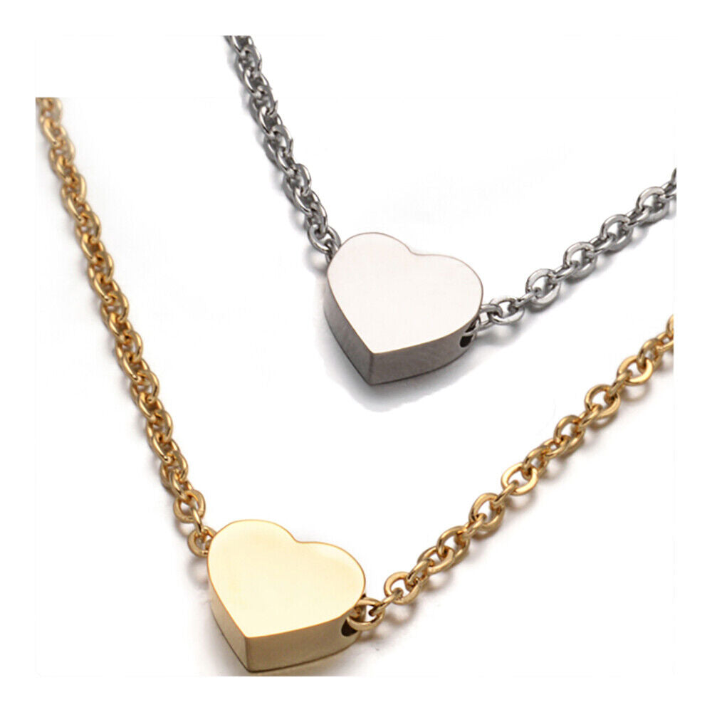 Heart 304 Stainless Steel Beaded Necklace Lobster Gold 16" A261