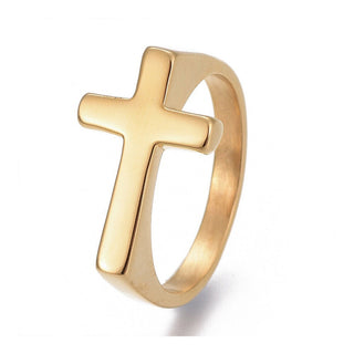 304 Stainless Steel Finger Rings Cross Gold Black Silver Size 7-12 17-21mm A47