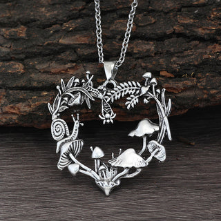 Heart Flower Mushroom Extender Leaves Pendant Necklace Antique Silver 19.69 in N76 product image 1