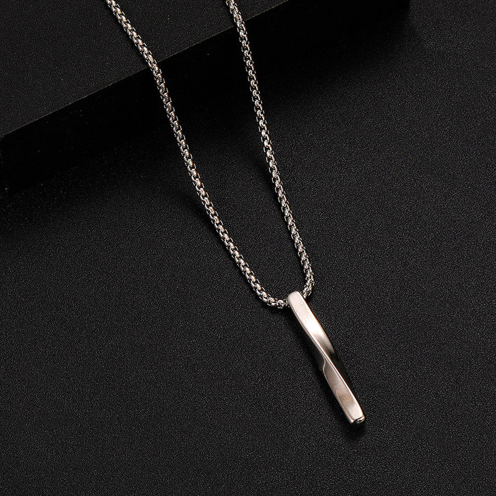 Stainless Steel Stick Mens Polished Vertical Bar Pendant Necklace Silver 23.62 in N88 product image 1