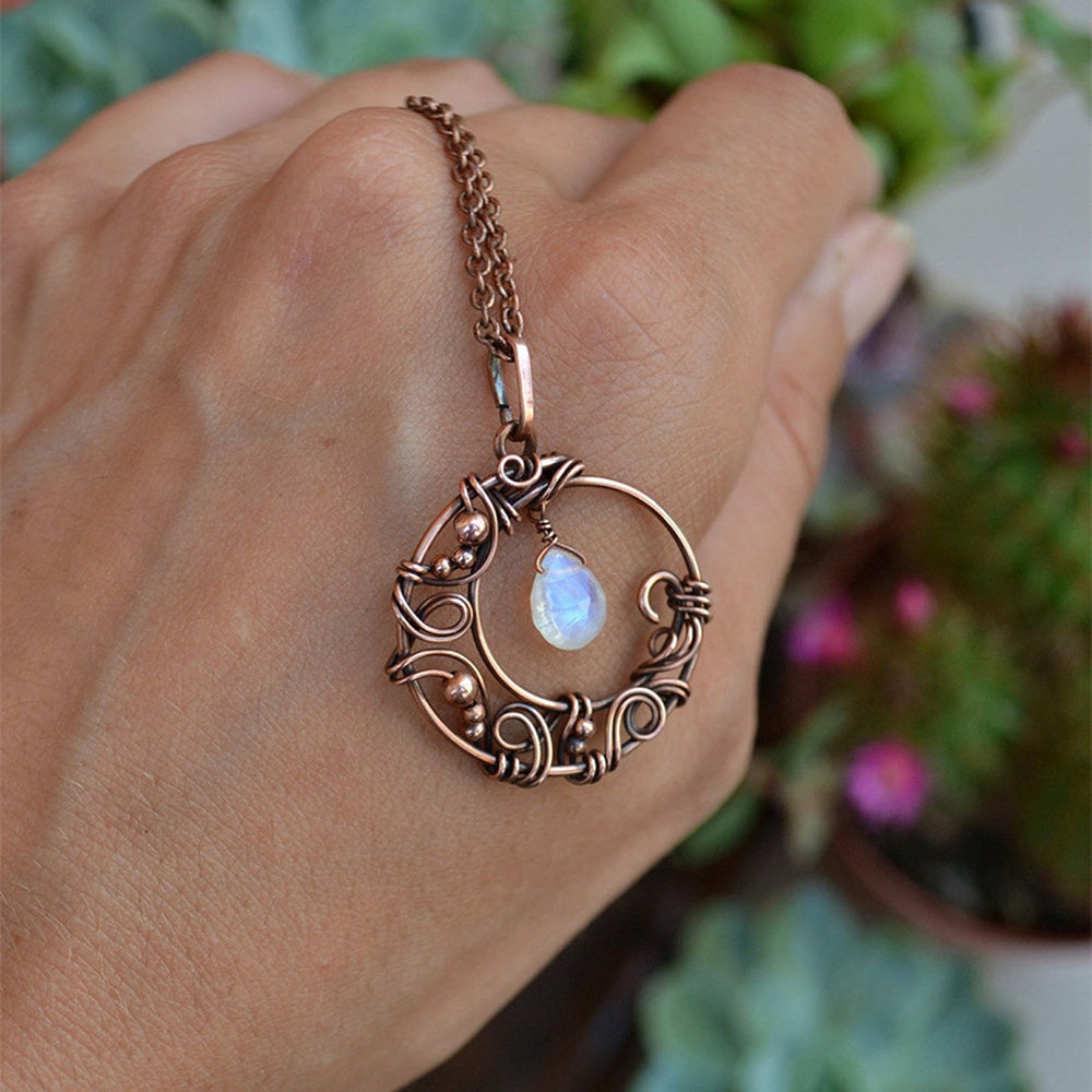 Copper Moon Extender Womens Swirls Circle Wire-Wrapped Pendant Necklace Red 18.11 in N90 product image 1