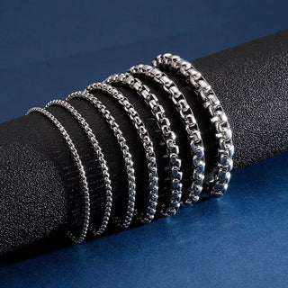 Stainless Steel Chain Bracelet 7"-10" Smooth Box Square Rope Silver 2-7mm N69