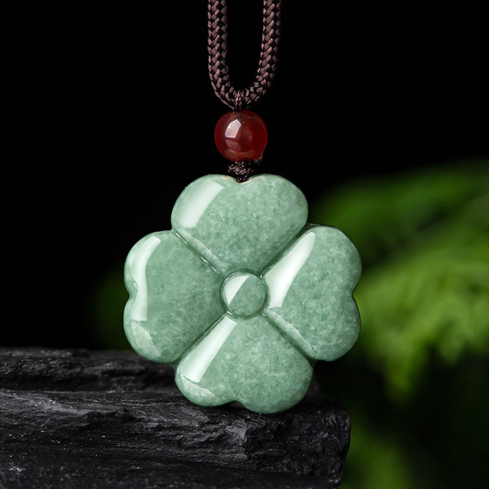 Nylon Cord Clover Slider Polished Flower Adjustable Pendant Necklace Black Red Green 29.29 in N118 product image 1