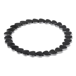 Hematite Heart Agate Vintage Beaded Adjustable Stretch Bracelet Black 7.48 in T140 product image 1