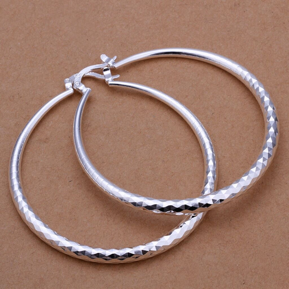 Sterling Silver Plated Hoop Pierced Earrings L2
