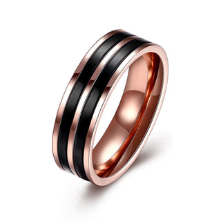 Stainless Steel Band Wedding Ring Rose Gold Mens Unisex B447