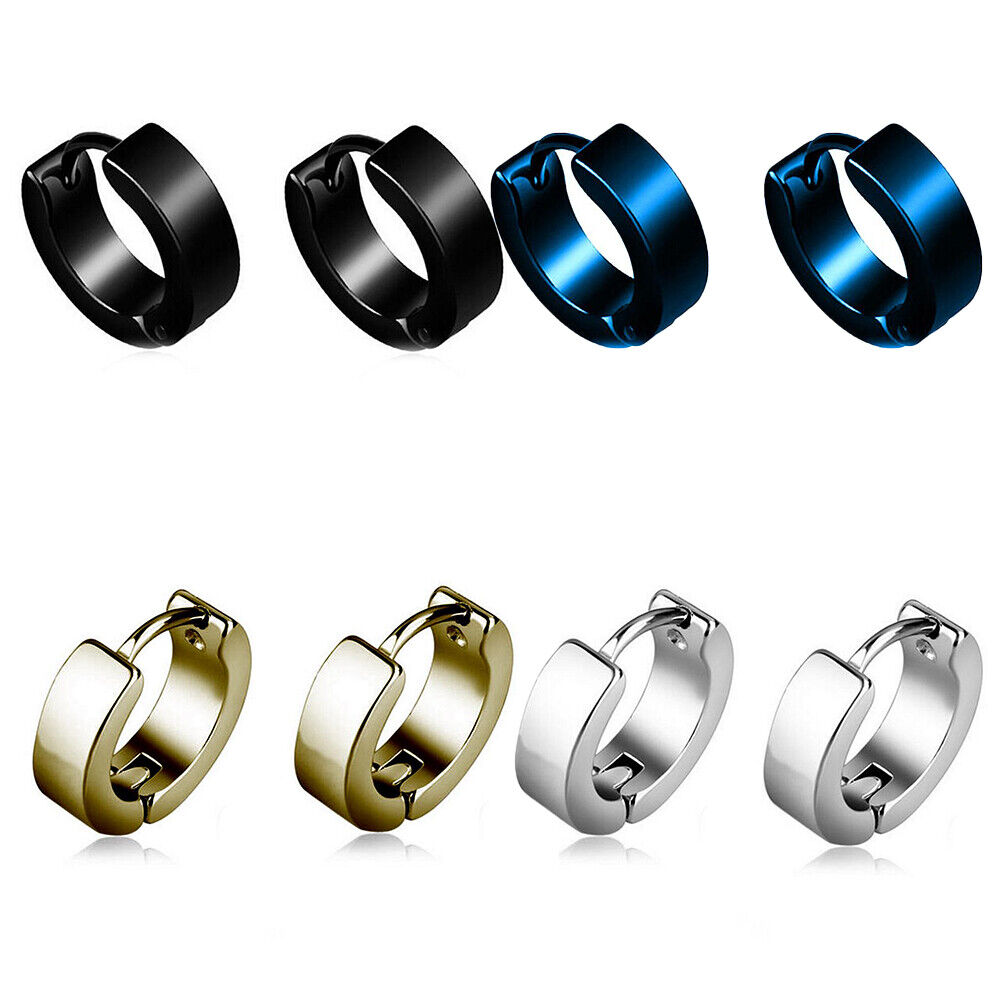 Brass Huggie Hoop Earrings Multi-color Black Rose Gold Silver 4x8.5x2.3mm P557
