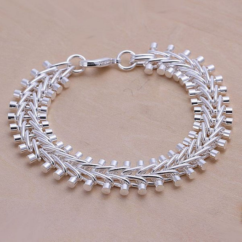 Unisex Women's Sterling Silver Plated Bracelet 8 Inches 7.9MM Lobster L13