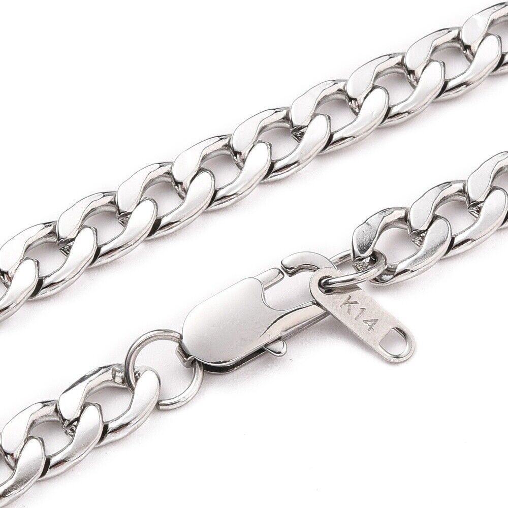 Stainless Steel Cuban Necklace Chunky Necklace Lobster Silver 20" 30" Z540