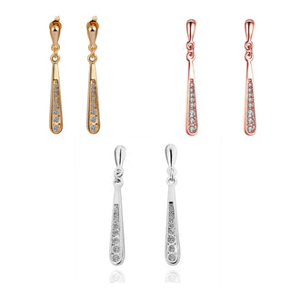 White /Rose Gold Platinum Plated Earrings AAA Zirconia Push Back .2" L273