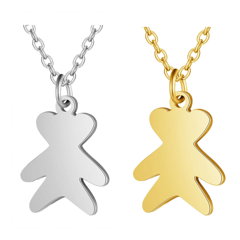 Stainless Steel Pendant Necklace Bear Silver 15.7" 1.5mm Z627