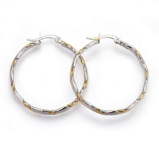 Stainless Steel Hoop Earrings Gold & Stainless Steel Color 38x35.5x5mm 1mm P165