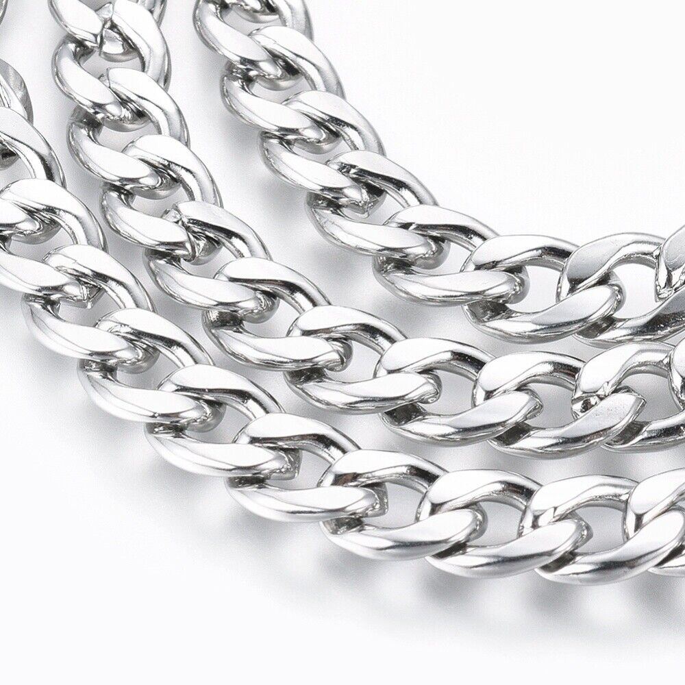 Curb Chain Necklace Stainless Steel Necklaces Lobster Clasp Silver 23.6" P670