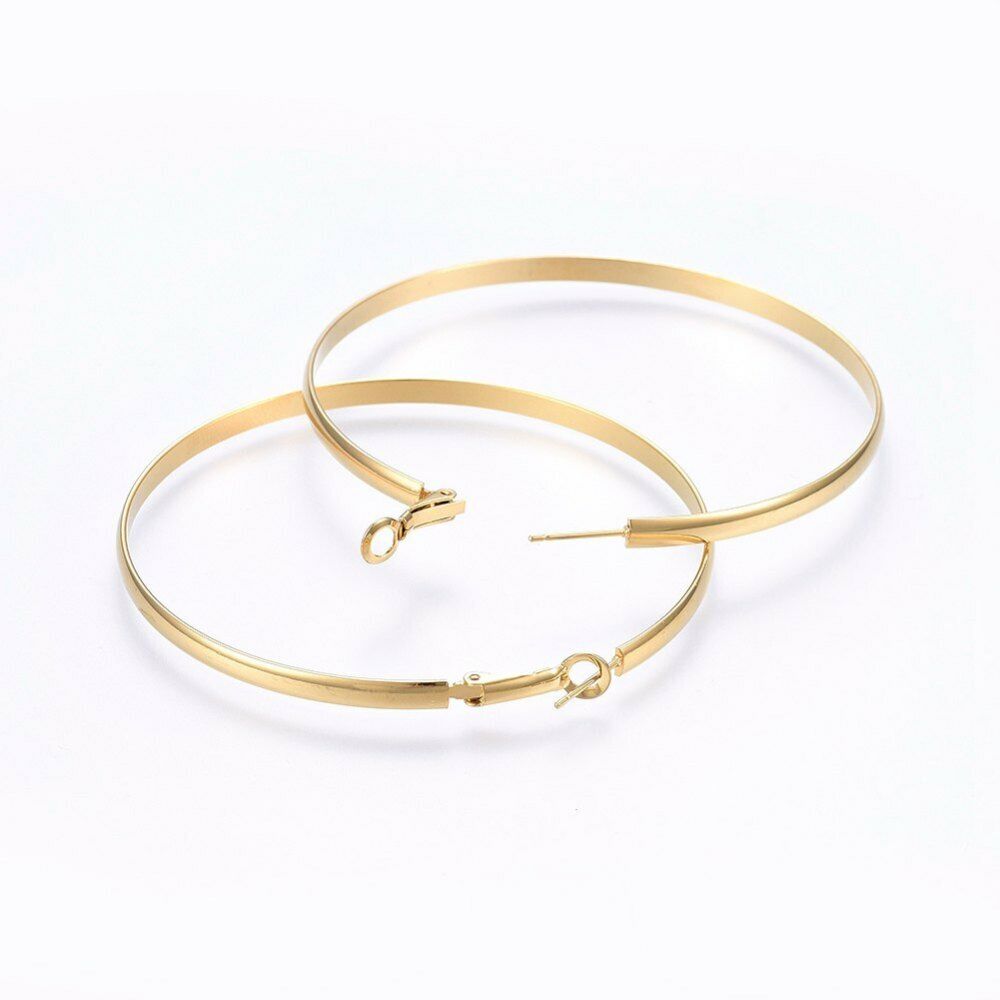 304 Stainless Steel Hoop Earrings Ring Gold 1.2" To 3" Pin 0.8mm P622