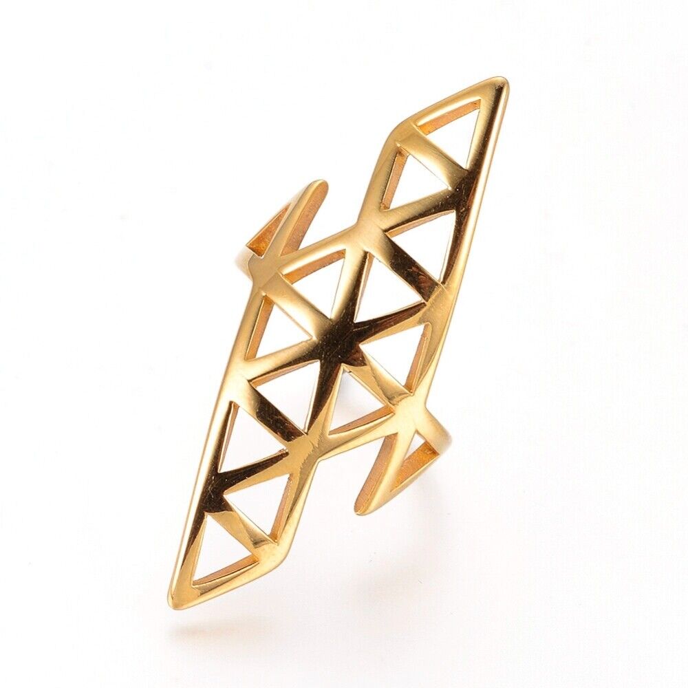 304 Stainless Steel Finger Rings Gold Size 7 17mm A22