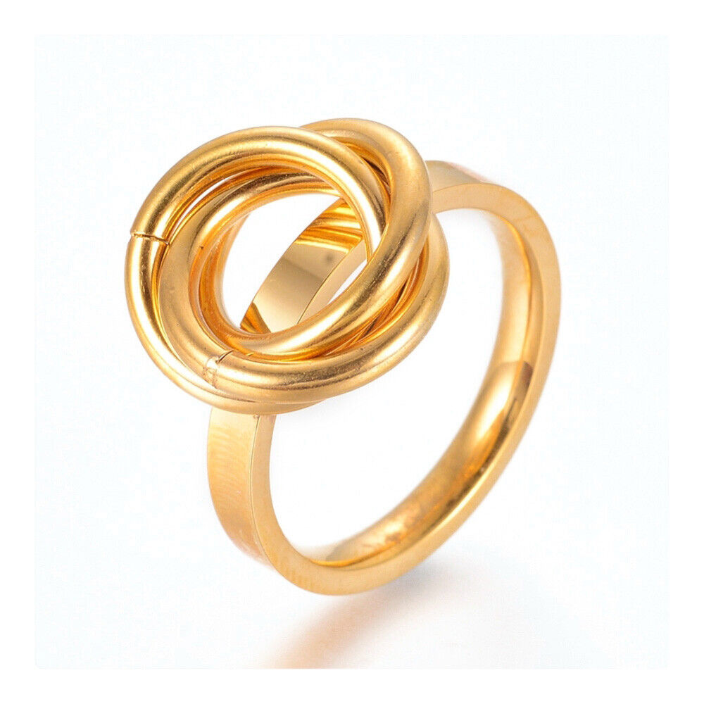 304 Stainless Steel Finger Rings Gold Size 7 17mm A33