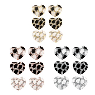 Rose Gold Platinum Plated Earrings Stud AAA Zirconia Push Back Heart .76" L302