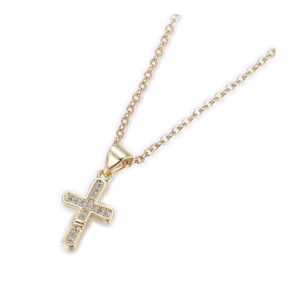 Stainless Steel Chain Necklace Micro Pave Zirconia Pendant A395