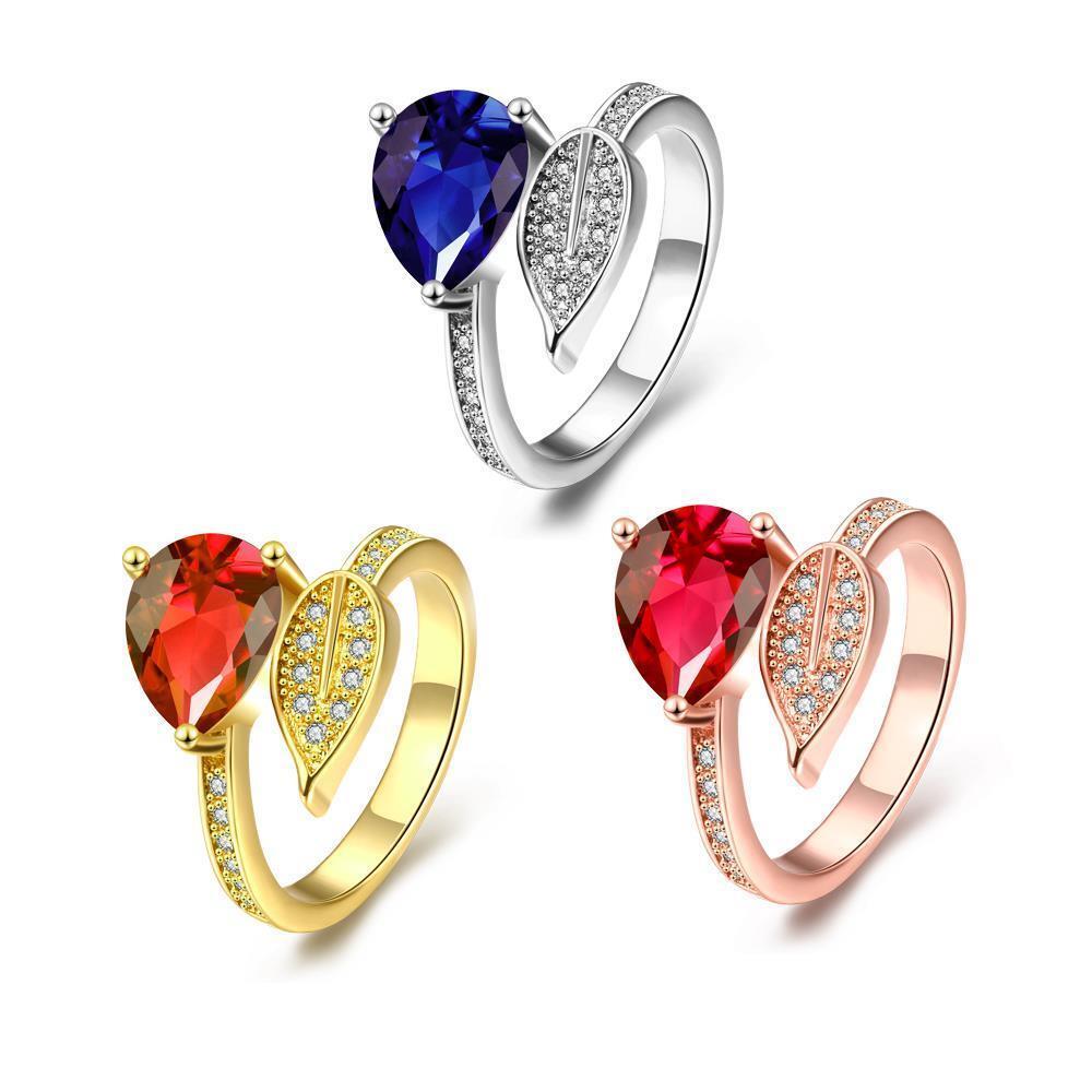 Rose Gold Platinum Plated Fashion Ring Red AAA Zirconia Women B266