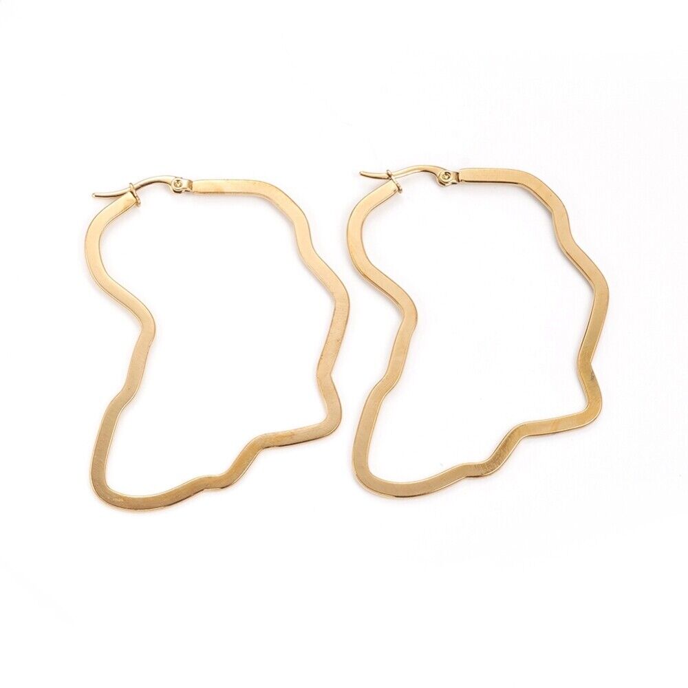 Stainless Steel Hoop Earrings Hypoallergenic Earrings Africa Map Z422
