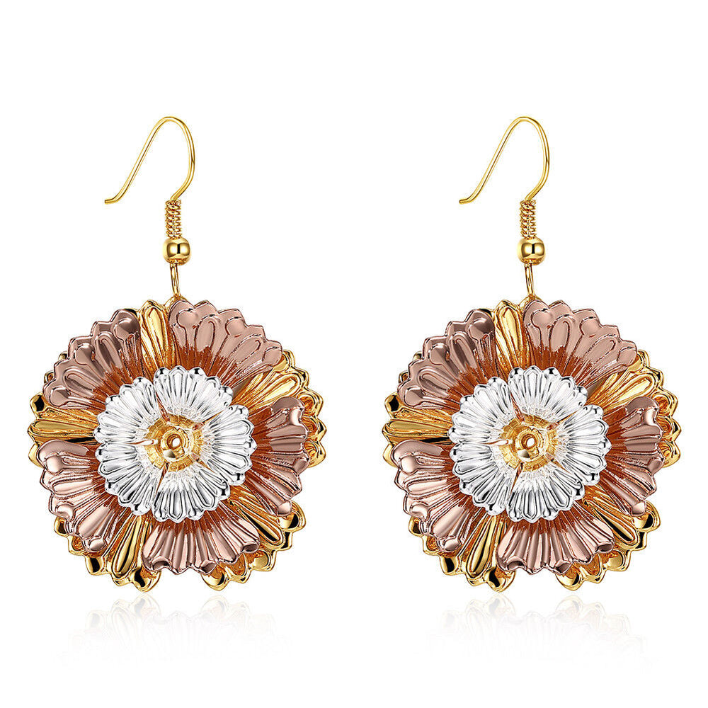 Rose Gold Plated Earrings Chandelier Fish Hook Clasp L635
