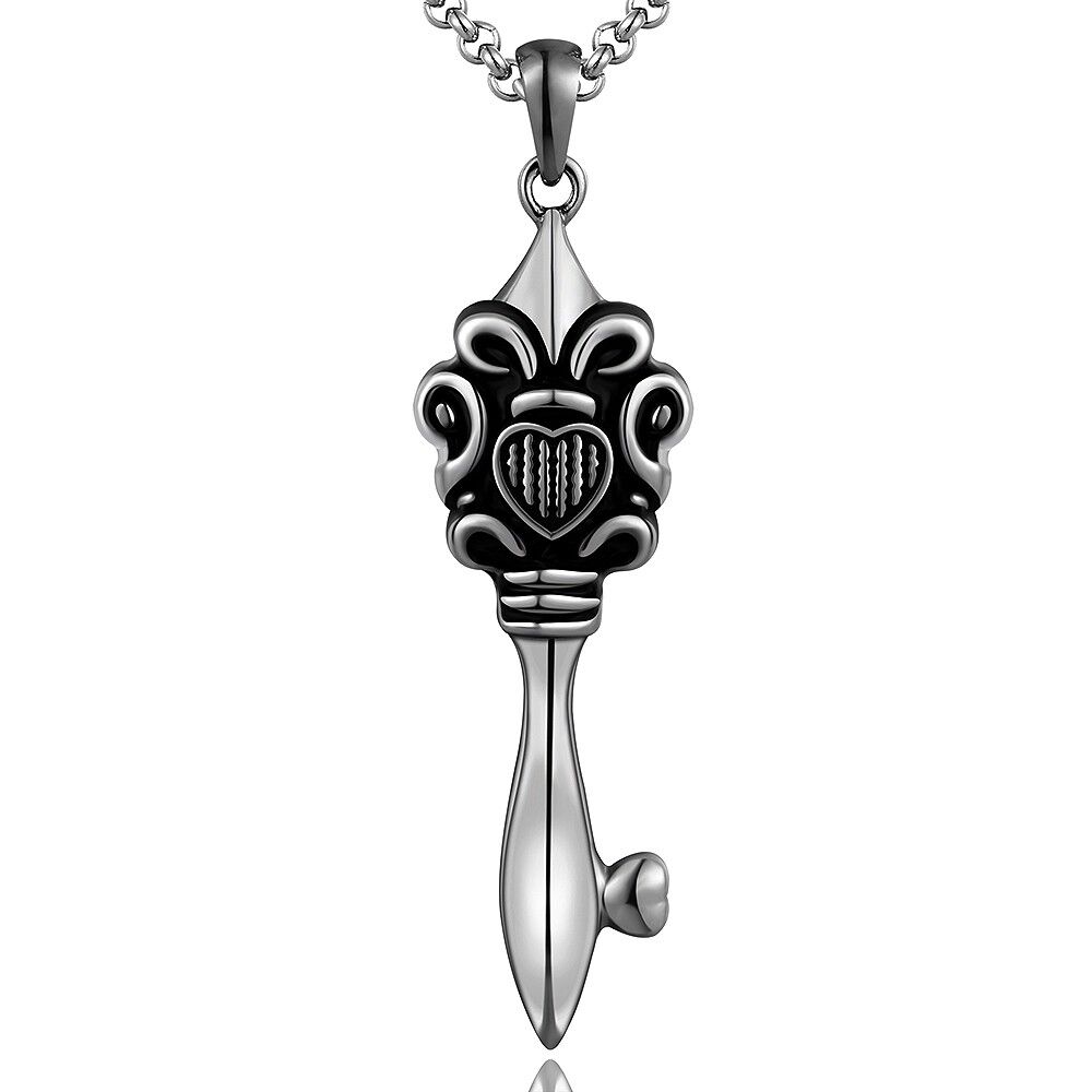 Stainless Steel Necklace Pendant Biker Gothic 19" Inches 2MM Lobster Clasp B207