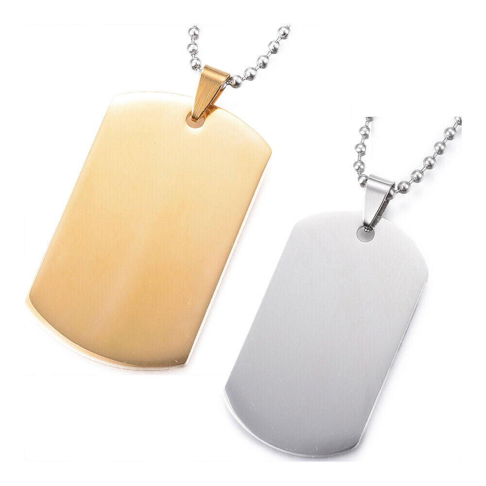 Stainless Steel Pendant Necklace Mirror Surface Rectangle Gold 23.5" A255