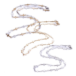 304 Stainless Steel Chain Necklace Lobster Ion Plating Cross Gold 17.5" A423