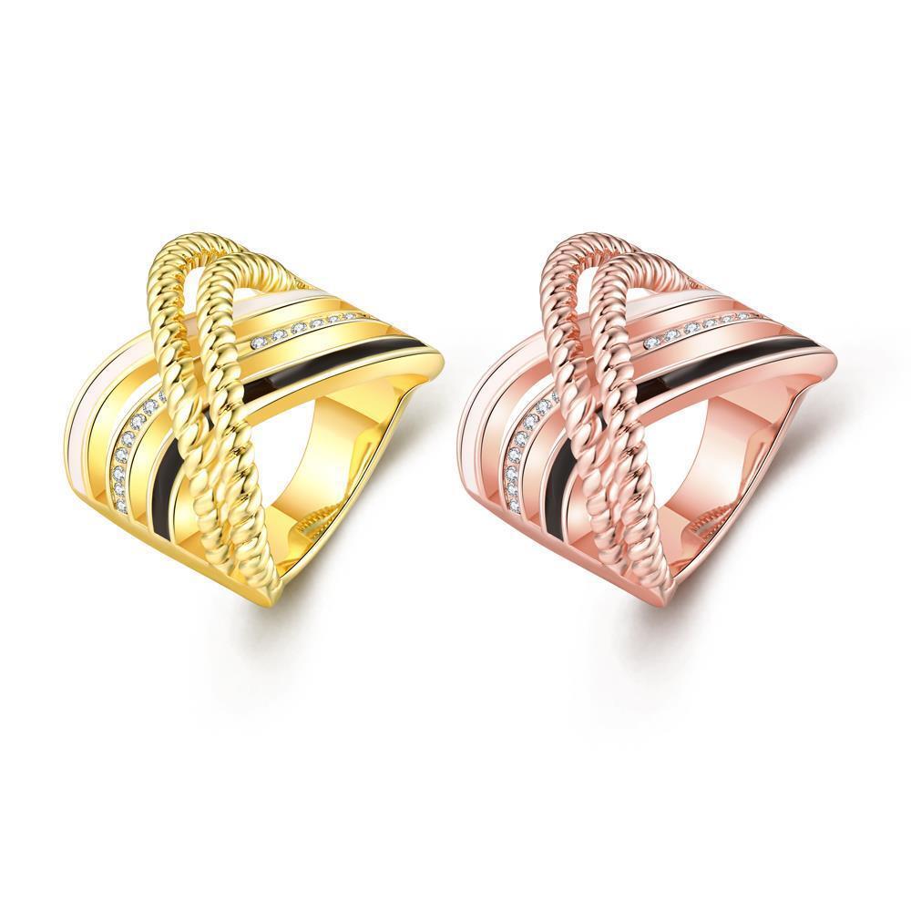 Rose Gold Plated Cocktail Ring Black AAA Zirconia Women B294