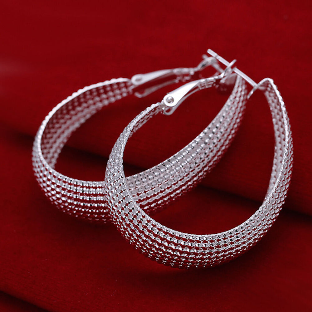 Sterling Silver Plated Hoop Pierced Earrings L7