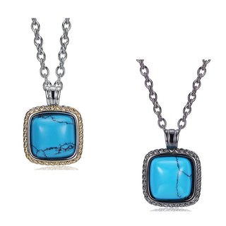 Platinum Plated Necklace Pendant Drop Kallaite Blue 19 Inch 1MM Lobster B193