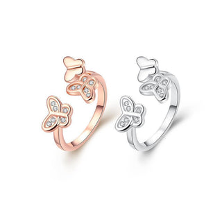 Rose Gold Platinum Plated Fashion Ring AAA Zirconia Women Butterfly B156