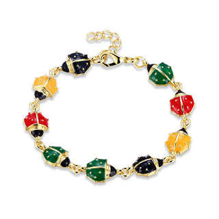 Gold Plated Bracelet LadyBug Charm Good Luck Adjustable Lobster 8 Inches 3.2MM L166