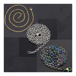 304 Stainless Steel Cable Chain Necklace Lobster Rose Gold Silve 18-26" 3mm A421