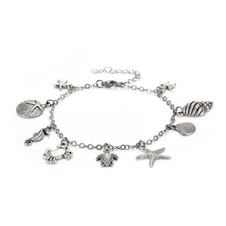 Brass Charm Anklet Bracelet Alloy Charms Stainless Steel Findings Ocean 9.2" Z2