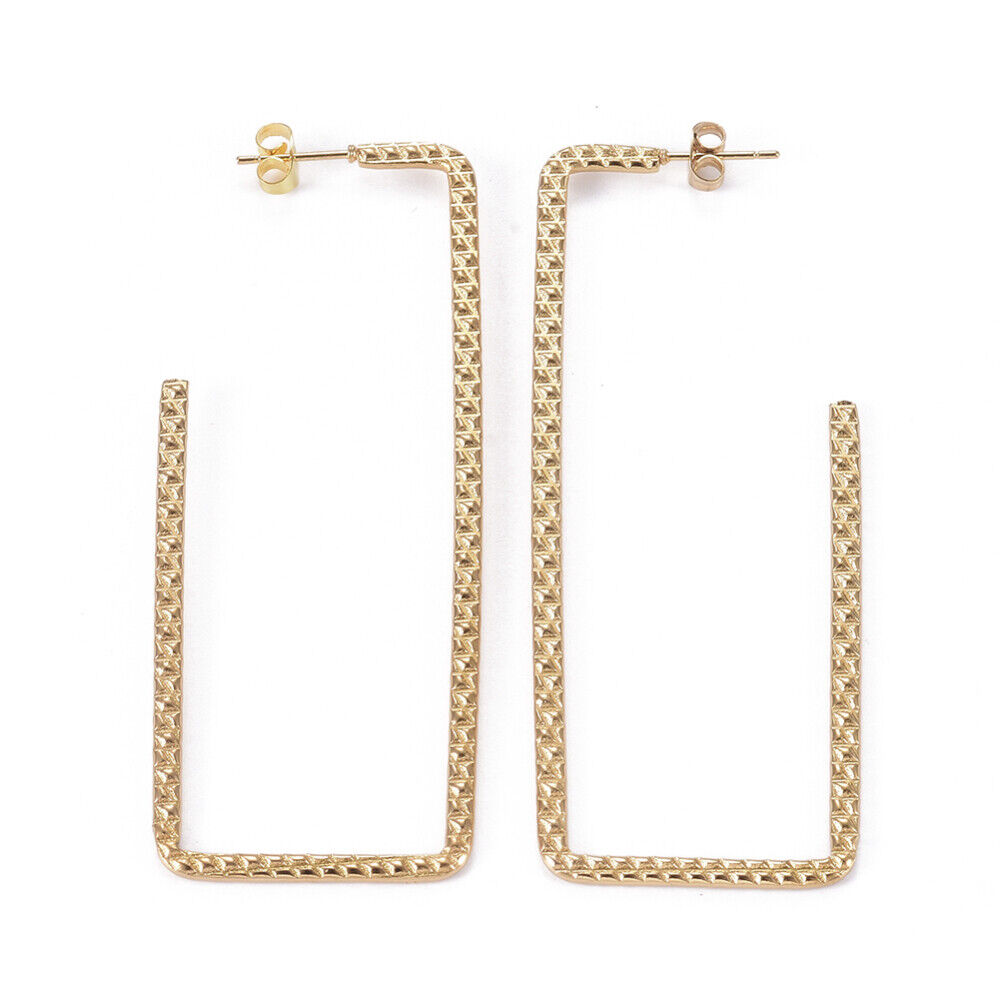 Stainless Steel Earrings Hypoallergenic Earrings Rectangle 75x29x1.7mm Z404