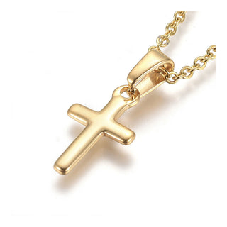304 Stainless Steel Pendant Necklace Chain Lobster Cross Gold 17.5" 1.5mm A217