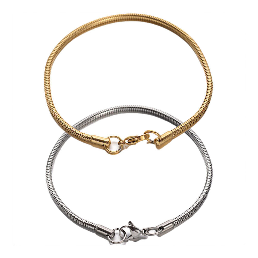 Stainless Steel Snake Bracelet Lobster Gold 7.5" 2.5mm Z196