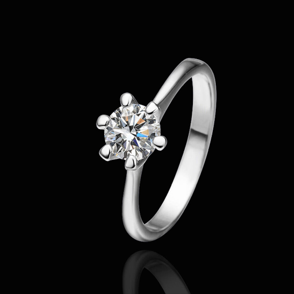 White Gold Plated Stone Zirconia Band Ring Size 8 B123
