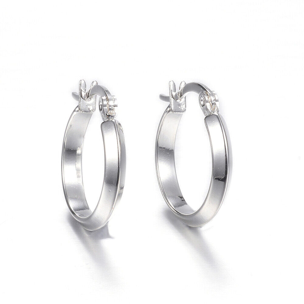 Stainless Steel Hoop Earrings Ring Silver 20x18.5x3mm 1x0.8mm P220