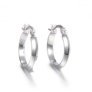 Stainless Steel Hoop Earrings Ring Silver 20x18.5x3mm 1x0.8mm P220