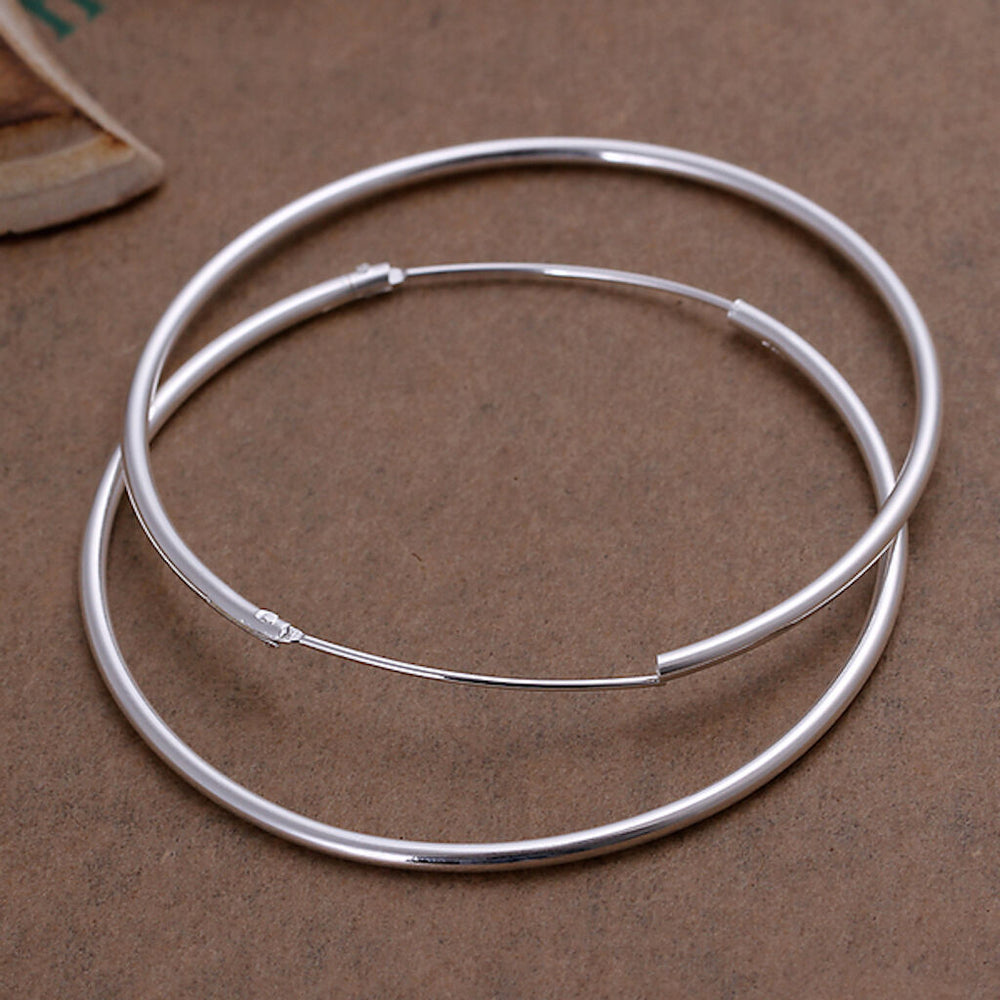 Sterling Silver Plated Hoop Pierced Earrings L102