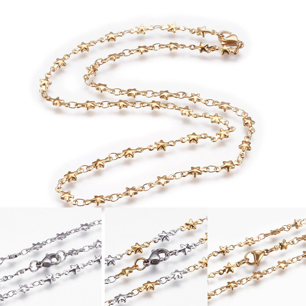 Stainless Steel Necklace Lobster Ion Plating IP Star 17.3"~17.7" 44~45cm Z645