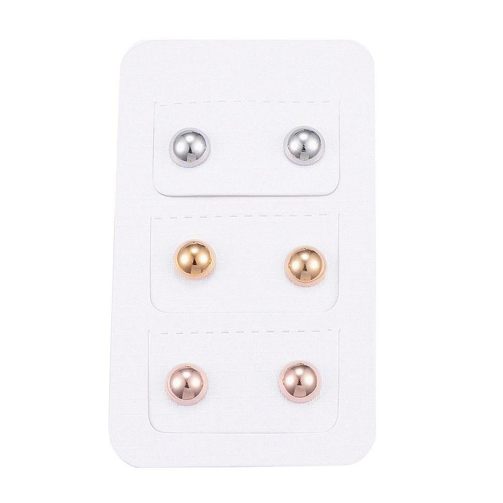 Stainless Steel Ear Studs Hypoallergenic Earrings Half Round 3pairs Z288