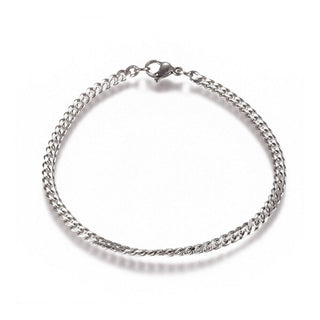 Curb Chain Twisted Bracelet Stainless Steel Lobster Silver 8" 3.5mm A61