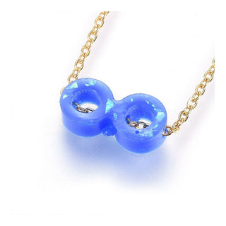 304 Stainless Steel Pendant Necklace Epoxy Resin Infinity Blue Gold 18" A270