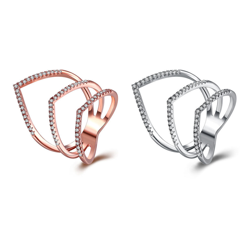 Rose Gold Platinum Plated Fashion Ring AAA Zirconia Women knuckle B312