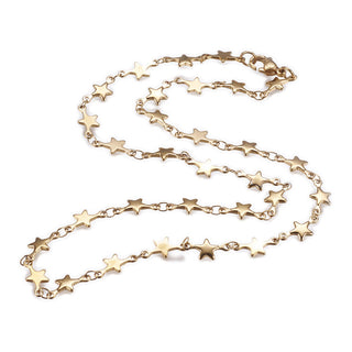 304 Stainless Steel Chain Necklaces Lobster Clasp Star Gold 17.7"(45cm) P673