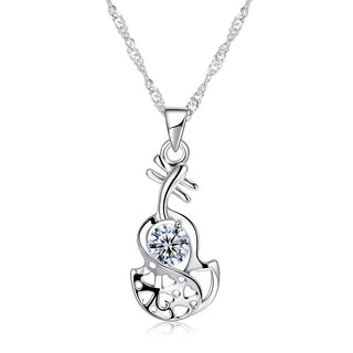 Sterling Silver Necklace Pendant Drop AAA Zirconia 18" 1MM Lobster Clasp B448