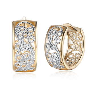 Yellow Gold Plated Earrings Hoop Huggies AAA Zirconia Latch Back Clasp L571